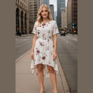 🛍Bundle sale🛍Elegant Floral Short Sleeve hi low  Dress